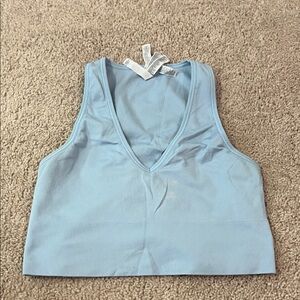 Light Blue Women's V-Neck Crop Top